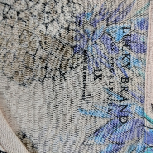 Lucky Brand Pineapple Print Linen Blend T-shirt 1x - Picture 2 of 8